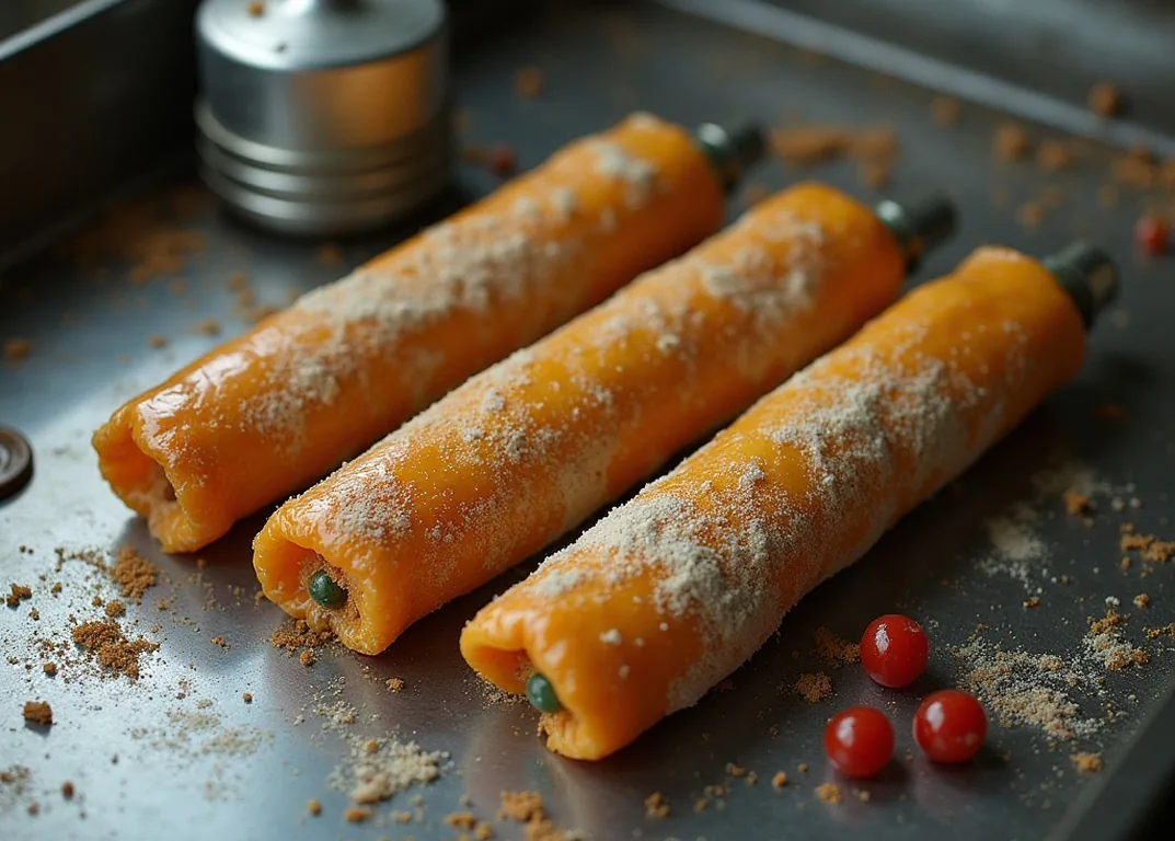 Soviet space food tubes arranged on a metallic surface next to vintage cosmonaut gear